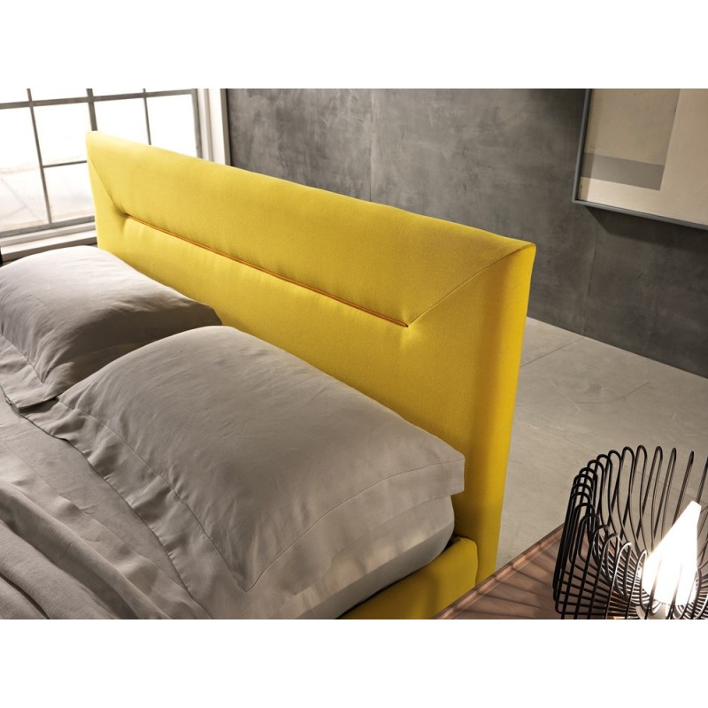 Letto imbottito con gambe Letto matrimoniale yan in finitura grafite con  inserti in tessuto Collezione esclusiva a prezzo scontato