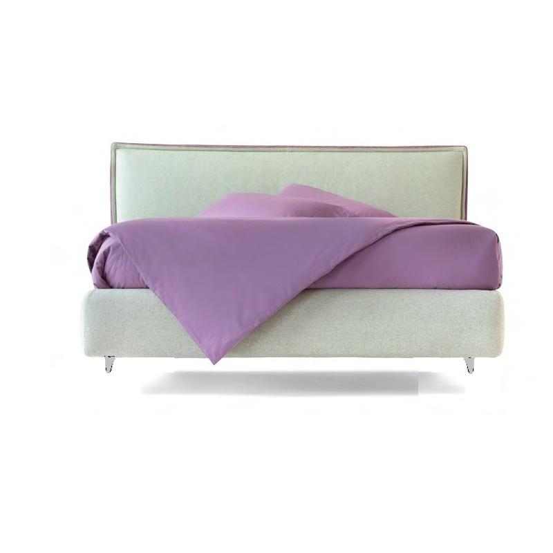 LETTO MATRIMONIALE CON CONTENITORE MOD. MOOD IN TESSUTO VERDE BOSCO